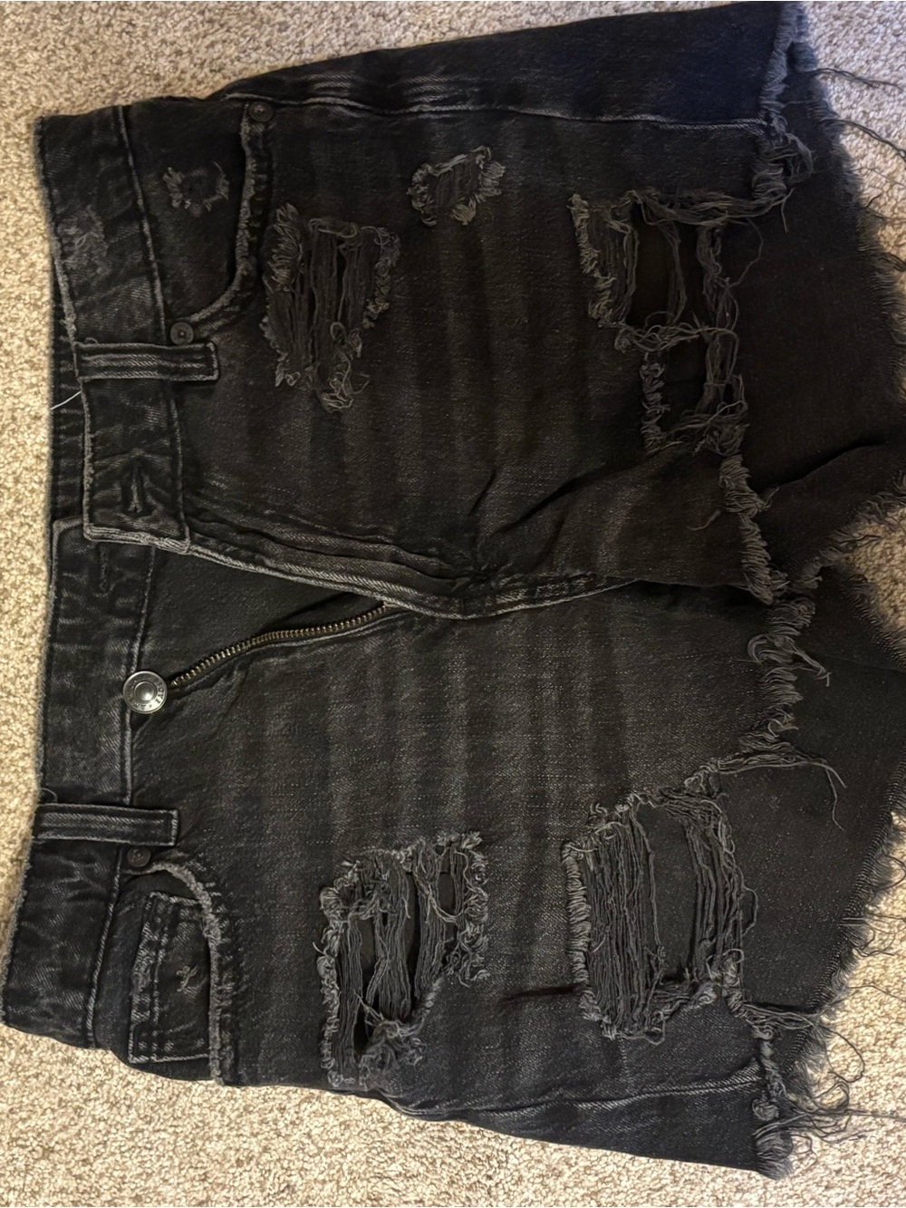 American Eagle Black Distressed High Rise Shorts